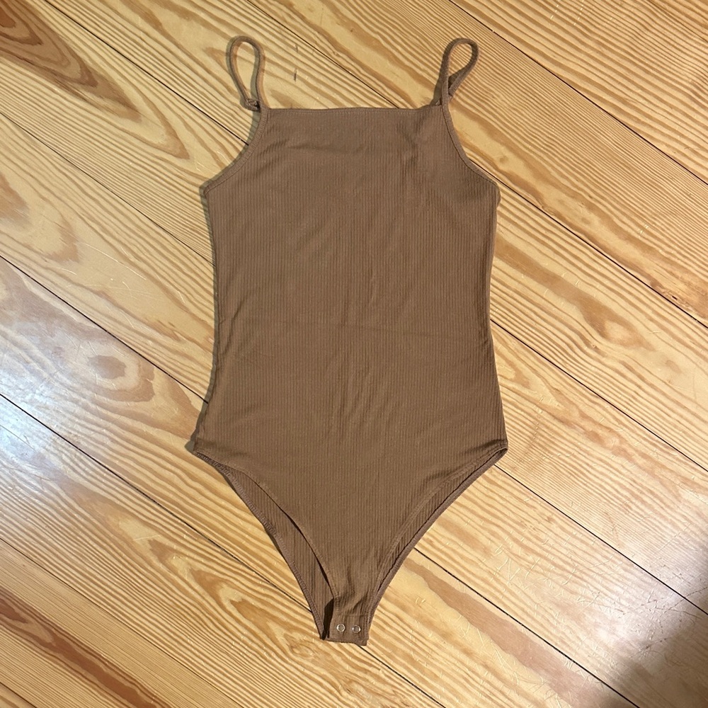 wild fable Tan Ribbed Strap Bodysuit